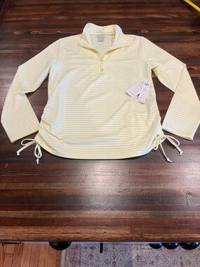 Chico’s Women's Yellow Stripe Quarter-Zip Top Zenergy - size 0
